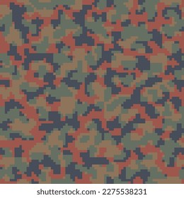 Desert Repeated Monochrome Vector Commando Fabric. Seamless Green Colorful Digital Soldier Pattern.  Beige Seamless Modern Graphic Camouflage Background. Khaki Pixel Military Print. 