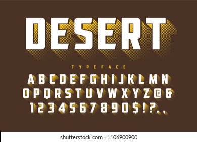 Desert Retro Display Font Popart Design, Alphabet, Letters And Numbers. Swatch Color Control