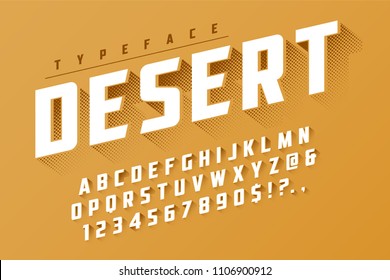 Desert Retro Display Font Popart Design, Alphabet, Letters And Numbers. Swatch Color Control