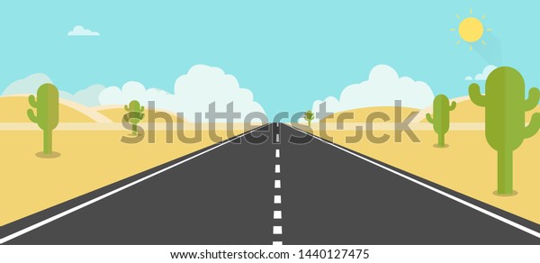 Desert Road Around Cactusnature Desert Sky Stock Vector (Royalty Free ...