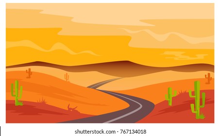 desert road cactus sandstone landscape