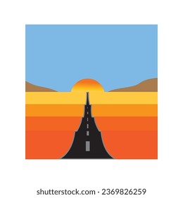 desert road landscape background, vector color design illustration