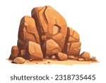 Desert rock cartoon and vector