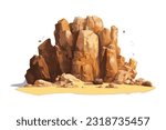 Desert rock cartoon and vector