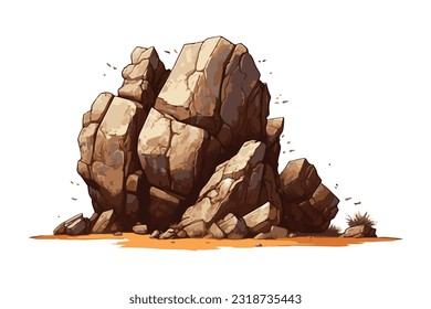 Desert rock cartoon and vector