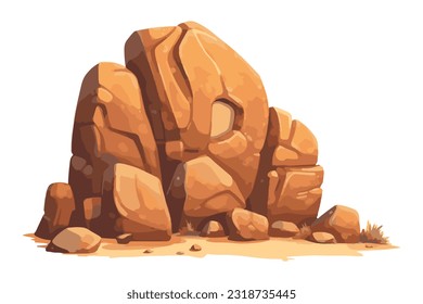 Desert rock cartoon and vector