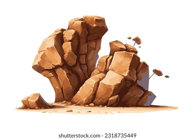 Desert rock cartoon and vector