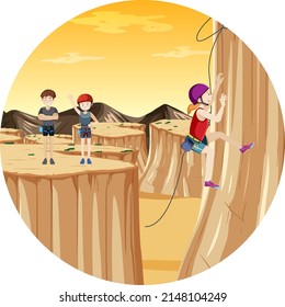 Desert rock climbing badge illustration