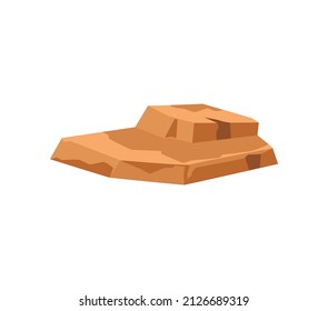 Wüstenrock-Fragment, flache Vektorgrafik einzeln auf weißem Hintergrund. Fische aus großen Steinen, natürliche Mineralien und Details der Wüste- oder Berglandschaft.