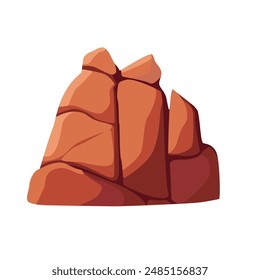 Desert rock stone formation vector illustration, desert cliffs clip art image, desert mountain rock clipart, cartoon nature landscape elements