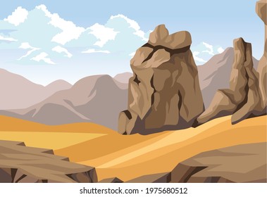 desert with rocks landscape scene