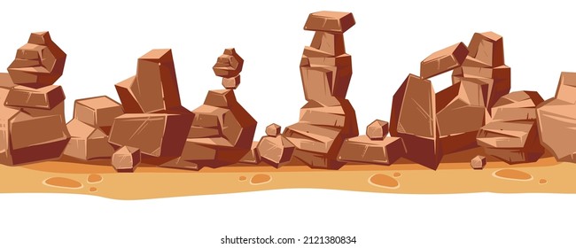 Desert rocks on ground. Wild west game background