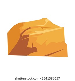 Desert rough stone in flat design. Wilderness sandy rocks or mountain. Vector illustration isolated.