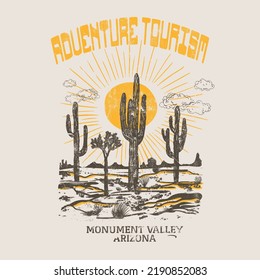 Desert safari Adventure truism, black mountain vector design for apparel. Arizona desert vibes t-shirt design. Cactus vector design.