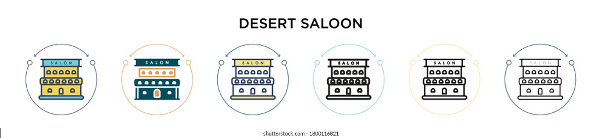 Desert saloon icon in filled, thin line, outline and stroke style. Vector illustration of two colored and black desert saloon vector icons designs can be used for mobile, ui, web