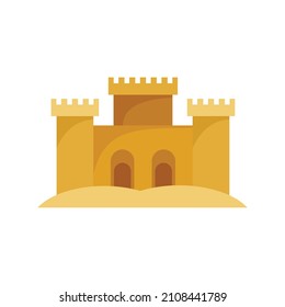 Desert sand castle icon. Flat illustration of desert sand castle vector icon isolated on white background