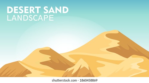 Desert sand dune landscape background. Desert hills with blue sky. Nature scene vector illustration