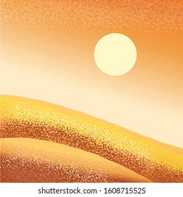  Desert Sand Dune landscape with Sun. Noisy texture