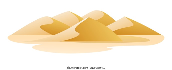 Desert sand dunes and hills. Landscape of southern countryside. Isolated on white background. Cool cartoon style. Vector. svg