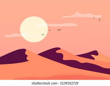 Desert sand dunes, illustration, vector on a white background.