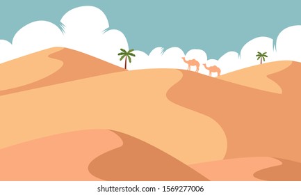 desert sand dunes landscape background vector illustration