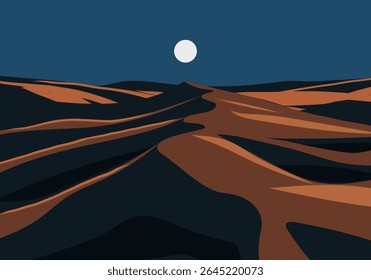 Dunas de areia do deserto ao luar