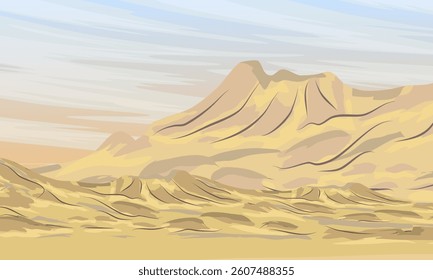 Desert with sand dunes. Realistic vector landscape