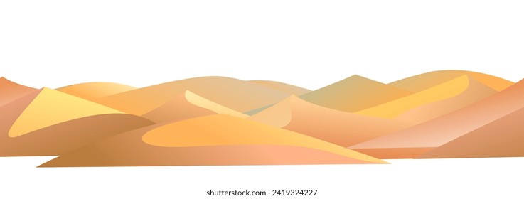 Desert sand dunes. Scenery Landscape. Seamless figure. Isolated on a white background. Fun cartoon style. Vector