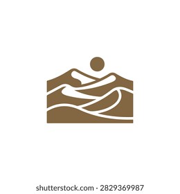 Desert sand dunes under sun minimalist icon