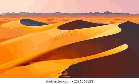 Desert sand dunes. Vector illustration of a desert landscape. svg