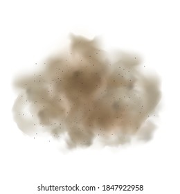 Desert Sand Dust Storm Danger Air Pollution Vector. Cloudy Dust Explosion, Extreme Weather. Splashing Ground Dusty Fog Effect, Natural Sandy Foggy Powder Decoration Template Realistic 3d Illustration