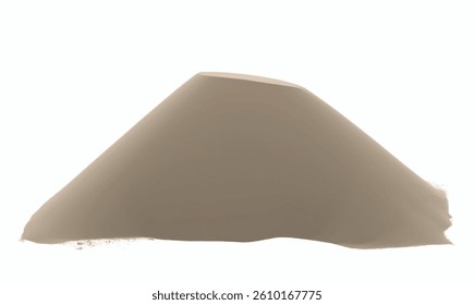 Desert sand pile, dune vector illustration isolated on white background and texture. Pile of desert sand and sea beach side view. Copy space.