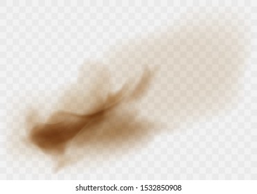 Desert Sandstorm, Brown Dusty Cloud Or Dry Sand Flying With Gust Of Wind, Big Explosion Realistic Texture Vector Illustration Isolated On Transparent Background