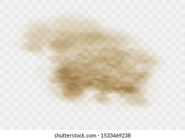 Desert Sandstorm, Brown Dusty Cloud Or Dry Sand Flying With Gust Of Wind, Big Explosion Realistic Texture Vector Illustration Isolated On Transparent Background