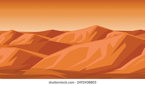 Desert sandy landscape sunny day Desert dunes vector background