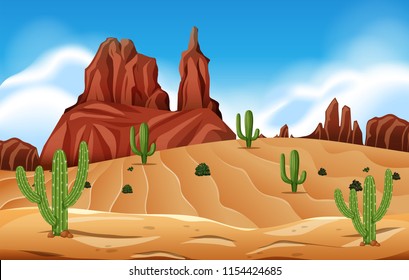 Desert scene with cactus illustration