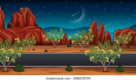 Desert scene late at night