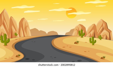 Wüstenlandschaft mit langer Straße in Landschaftsgrafik