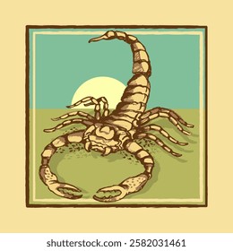 Desert scorpion. Sketch, engraving, rough outline. Vector illustration