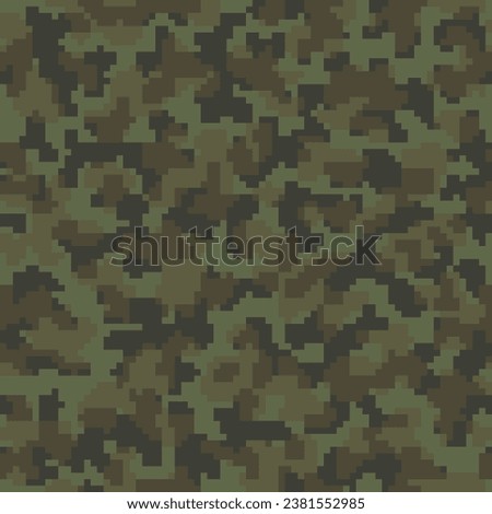 Desert Seamless Color Pixel Camo Fabric. Repeated Brown Abstract Geometric Military Backdrop.  Black Repeated Fashion Digital Commando Wallpaper. Khaki Vector Army Texture. 