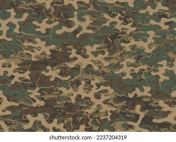 Wüste Nahtlose Grunge Vektor Soldier Fabric. Wiederholter dunkler einfarbiger Hintergrund der Grafikarmee.  Brauner nahtloser Farbdruck-Grafikdesign. Wiederholtes Beige Vektor-Camouflage-Muster. 