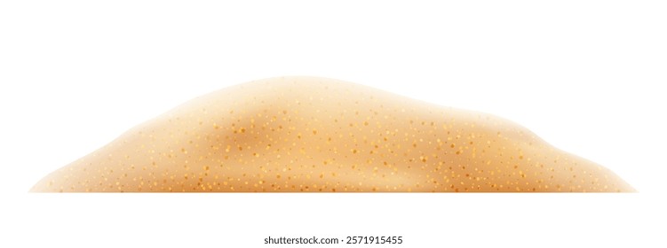 Desert or seaside ground, isolated pile of sand on beach or dune hill. Vector summertime exotic location soil, tropical vacation design scene surface. Summer texture with wave, sandy shore