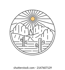 Desert Sedona Arizona Mono Line Art Stock Vector (Royalty Free ...