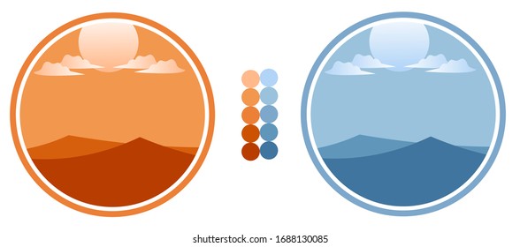 silueta del desierto en Circle. fondo ramadán. concepto de sabana