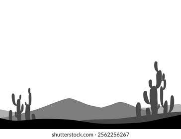 desert silhouette with dunes and cactus