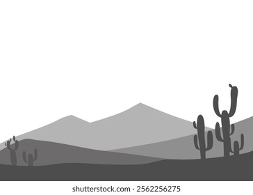 desert silhouette with dunes and cactus