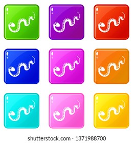 Desert snake icons set 9 color collection isolated on white for any design