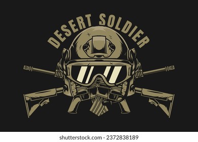 Desert soldier design vector drawing