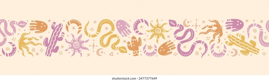 Desert spirits seamless pattern, hand drawn ornaments, great for fabrics, wallpapers, surfaces - vector design