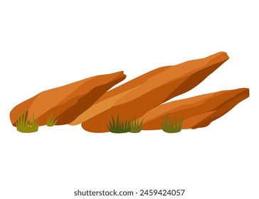 Piedras del desierto, Elementos rocosos de montañas, acantilados o cañones en África, México, Arizona o Texas. Conjunto de dibujos animados de Vector de escombros naranja marrón, rocas ásperas, arenisca aislada sobre fondo blanco